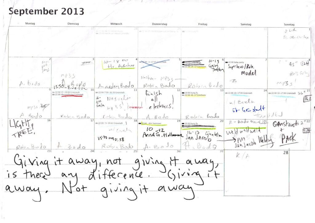 September 2013, Annesley Black's scheduler